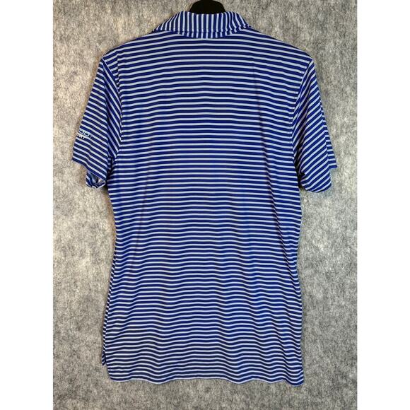Draddy Sport Mens Blue Striped Small Golf Performance Polo MADE IN USA - Picture 4 of 8